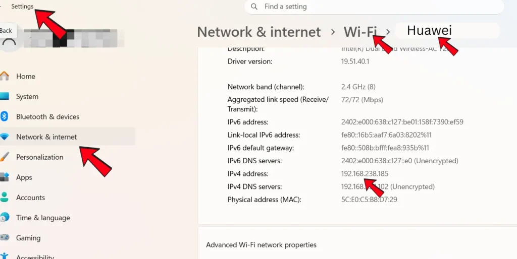 find the router ip address